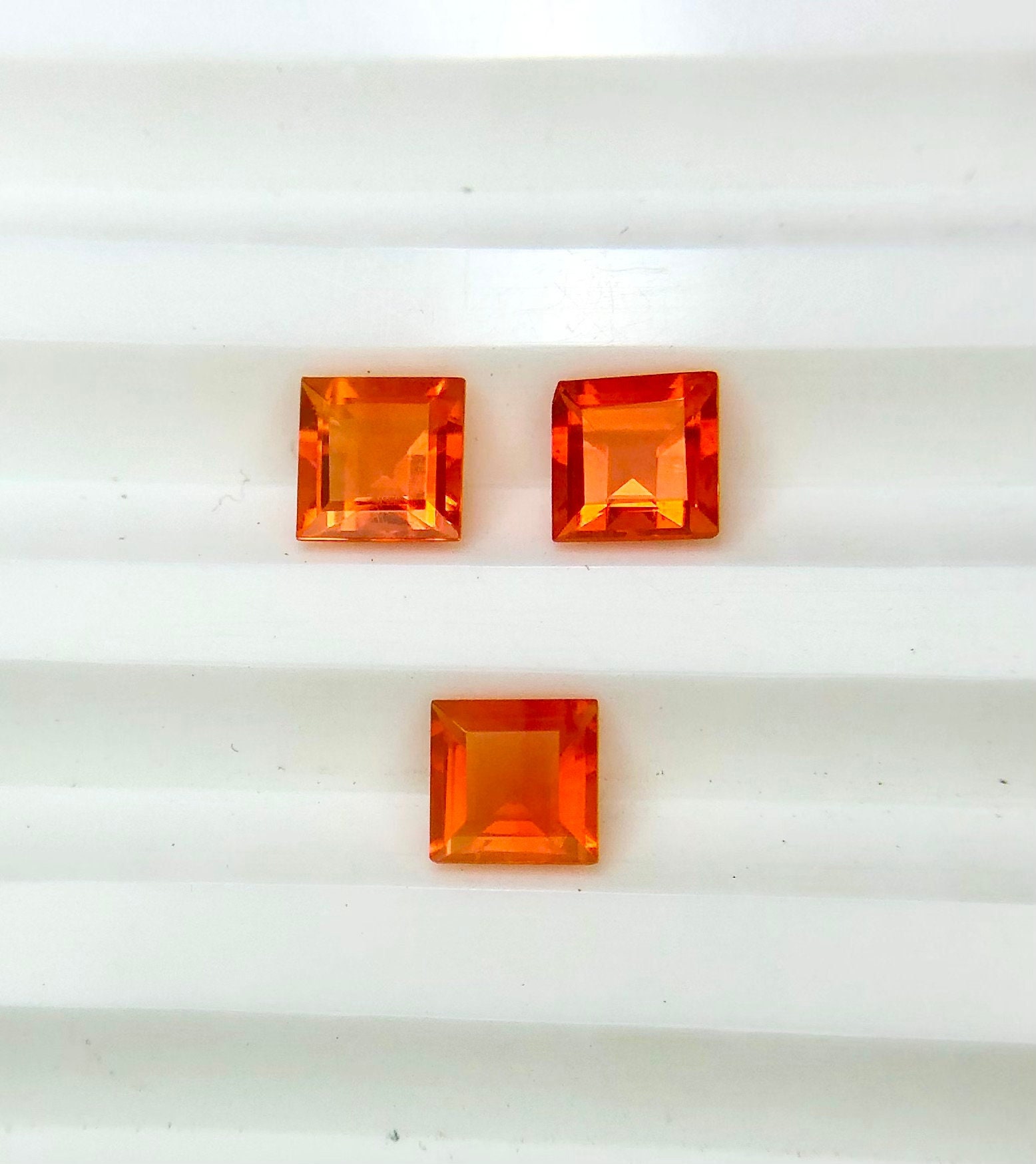 0.75 Carat Natural Maxican Fire Opal Faceted Square 4x4 mm Gemstone Good Quality Loose Gemstone for Jewellery Making Wholesale Price