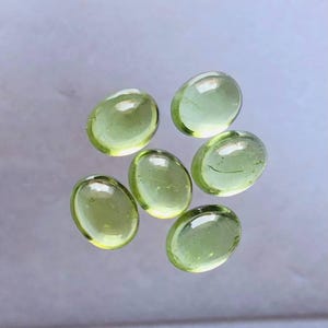 9.60 Carat Green Peridot Oval Cabochon transparent Gemstone 6x8mm Handmade Loose Gemstone For Jewelry From Afghanistan 6 Piece 100% Natural