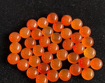 Natural Carnelian Round Cabochon: Handmade Loose Gemstone (5x5 to 8x8mm, 42.85ctw)