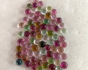 5mm Round Cabochon Multi Tourmaline Stone, Jewelry Making Gemstone