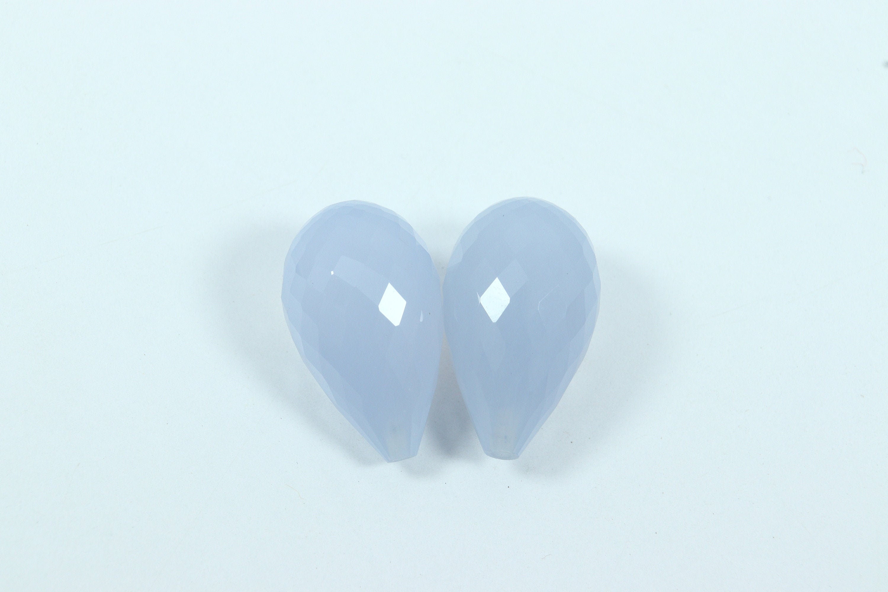 Natural Chalcedony Milky Drops Pair 12x20mm Top Drilled Faceted Good Quality Loose Gemstone For Jewellery Making at Wholesale Price
