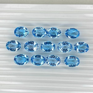 Natural Blue Topaz Oval Cut Natural Topaz 100% clean |3x4mm To 13x18mm|4x6mm 5x7mm 6x8mm 8x10mm 9x11mm 10x12mm 10x14mm 12x16mm Brilliant Cut
