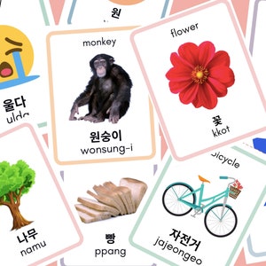 FLASHCARDS COREANOS 146 palavras Hangul Hangeul Imprimível Download instantâneo Primeiras palavras Aprendizagem em casa Educacional