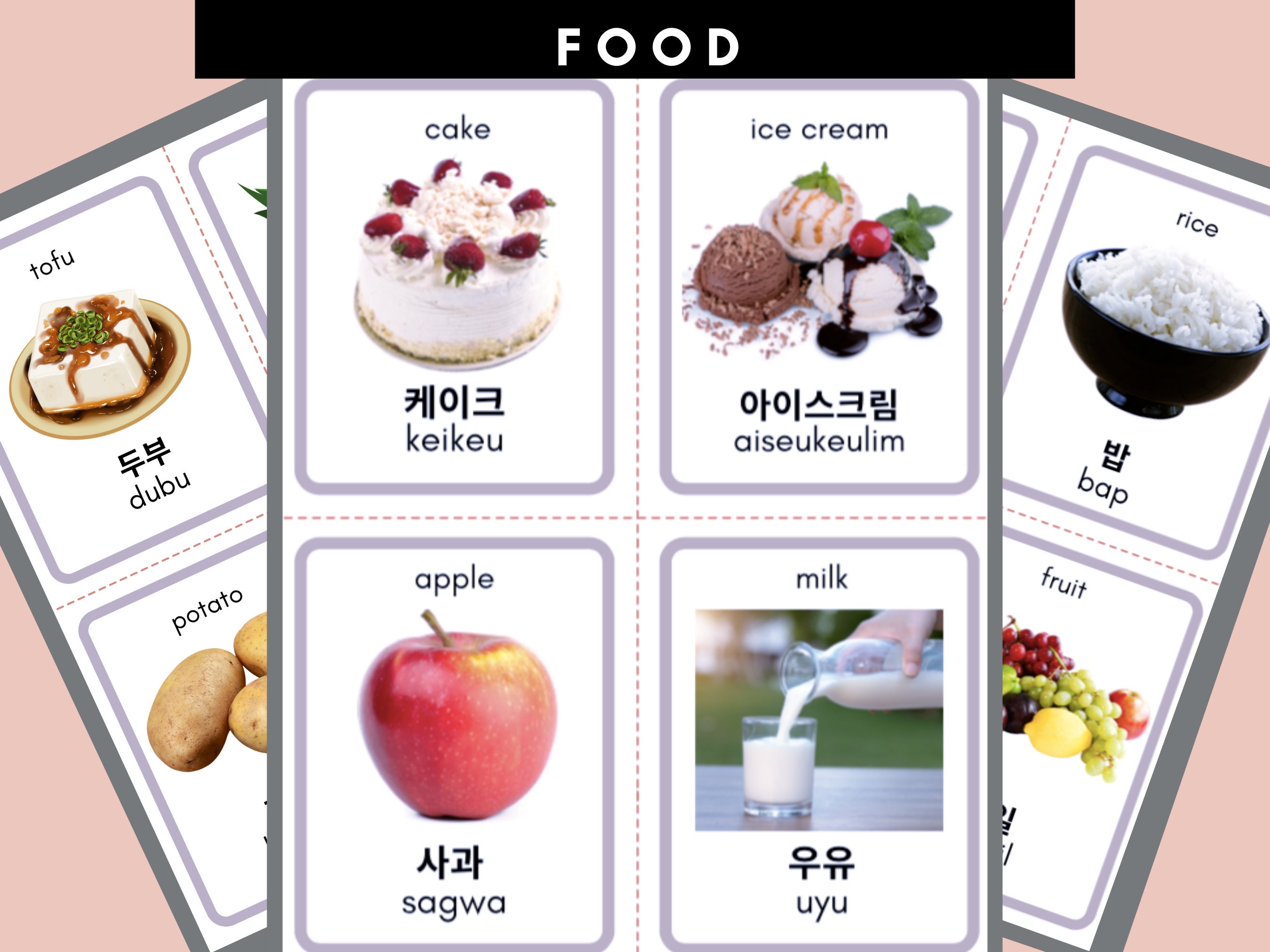 KOREAN FLASHCARDS 146 Words Hangul Hangeul Printable Instant Download