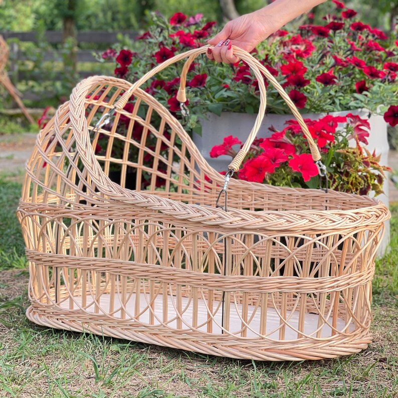 Moses' Basket With Handles. Made of Willow Etsy