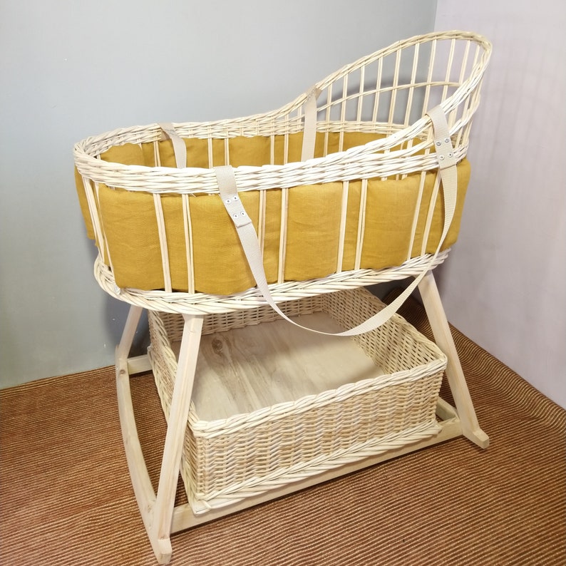 Moses basket. with bedding mattress & soft bumper. Etsy
