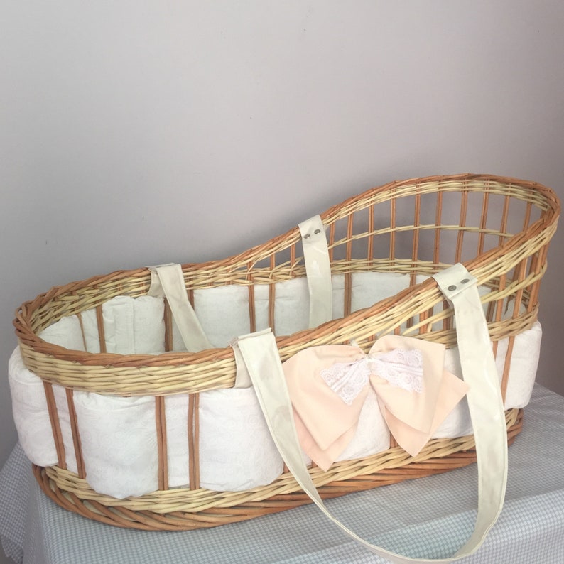 Moses Basket Baby Nest. Wicker Cradle With Bedding Etsy