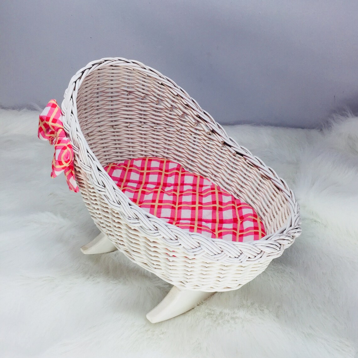 Wicker Cradle for Dolls Wooden Toy Crib for Dolls Etsy