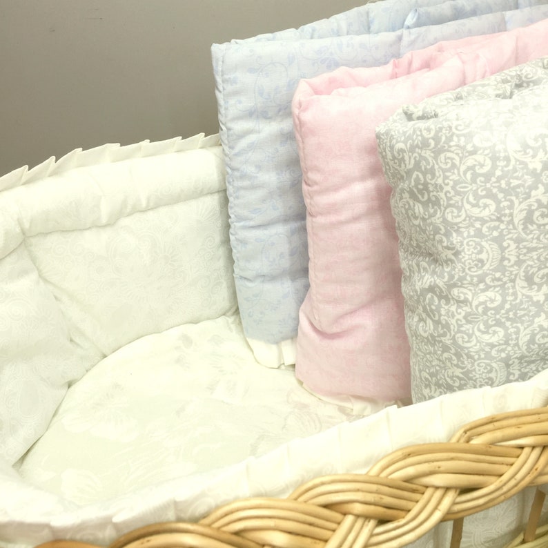 Moses Basket. With Mattress and Gray Bumper Etsy