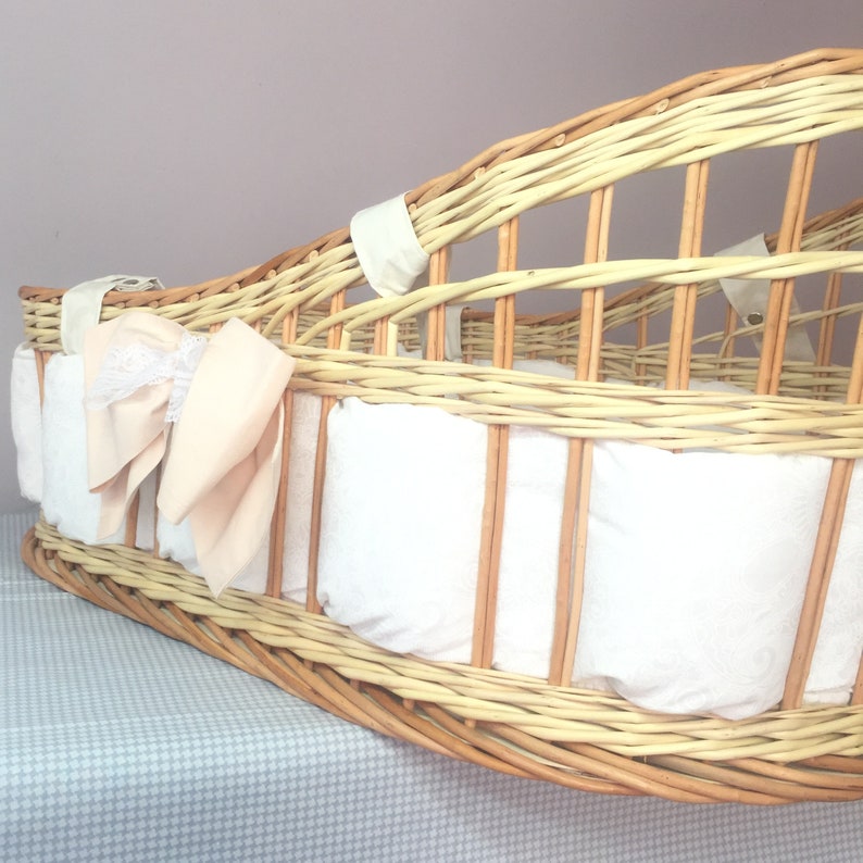 Moses Basket Baby Nest. Wicker Cradle With Bedding Etsy