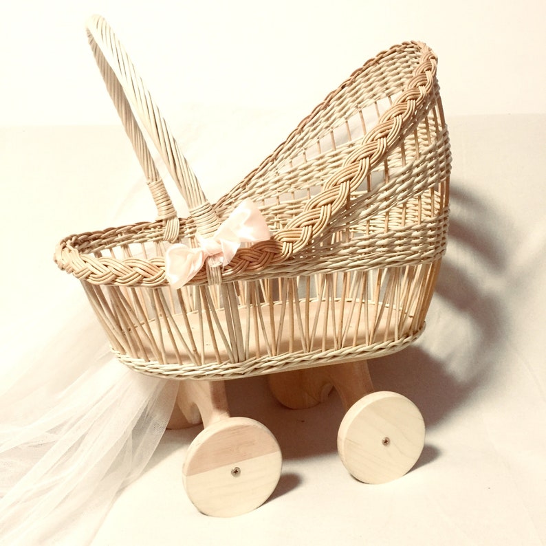 Wicker doll stroller. Doll pram. Doll Etsy