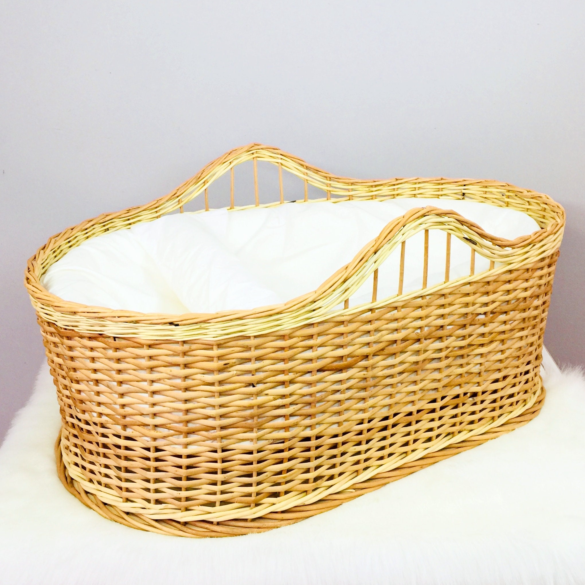 Moses basket. baby nest. Wicker cradle. Etsy