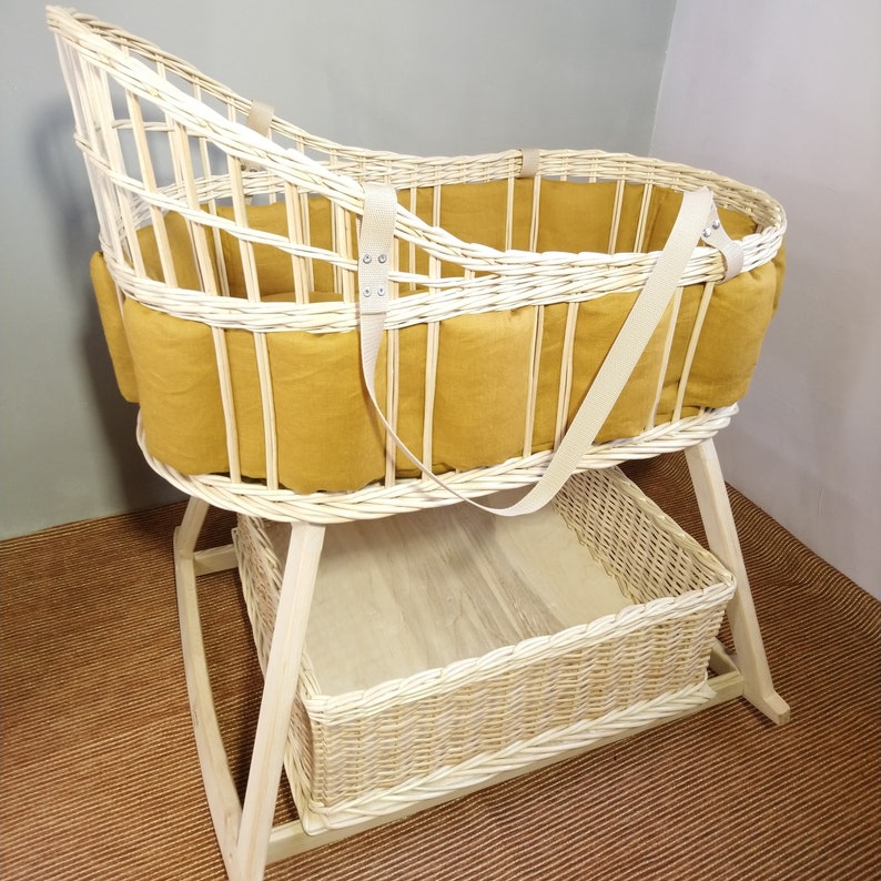 Moses basket. with bedding mattress & soft bumper. Etsy