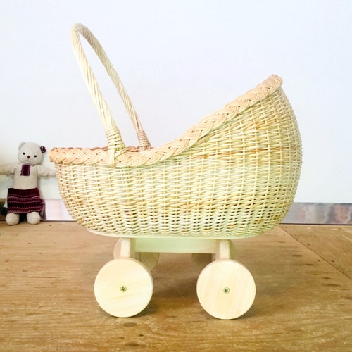 Wicker Baby Carriage Doll Stroller Doll Pram Wicker Doll Etsy