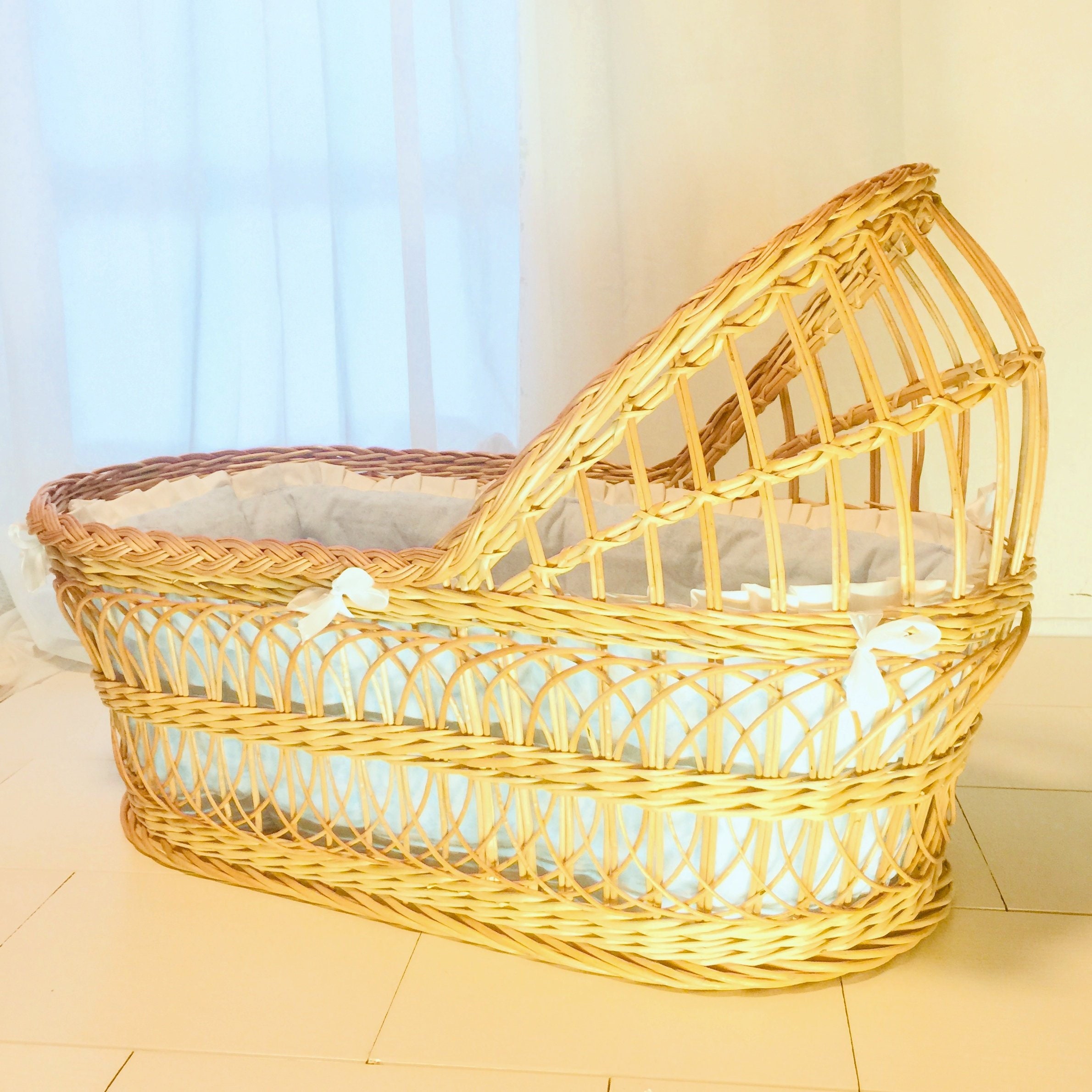 Moses basket. Baby Wicker cradle Etsy