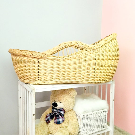 Wicker Cradle With Soft Handles Moses Basket Baby Bassinet