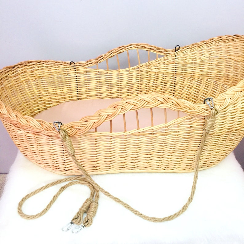 Wicker Cradle With Soft Handles. Moses Basket. Baby Etsy