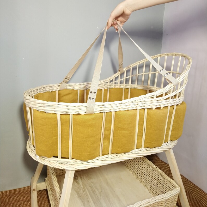Moses basket. with bedding mattress & soft bumper. Etsy