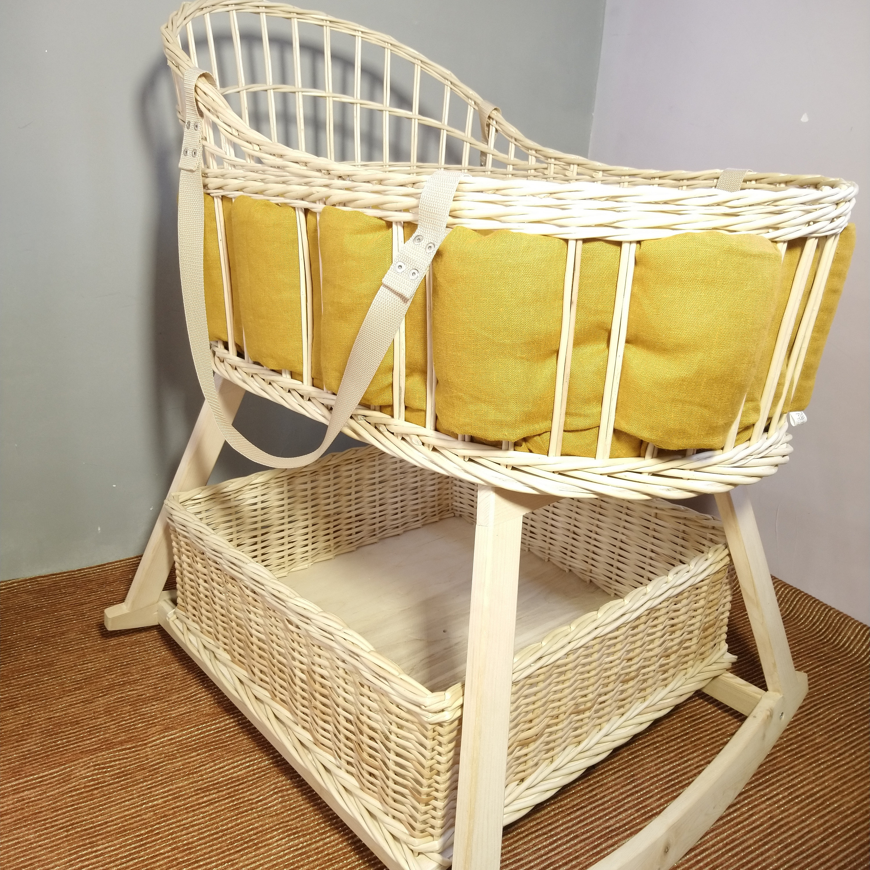 Moses basket. with bedding mattress & soft bumper. Etsy