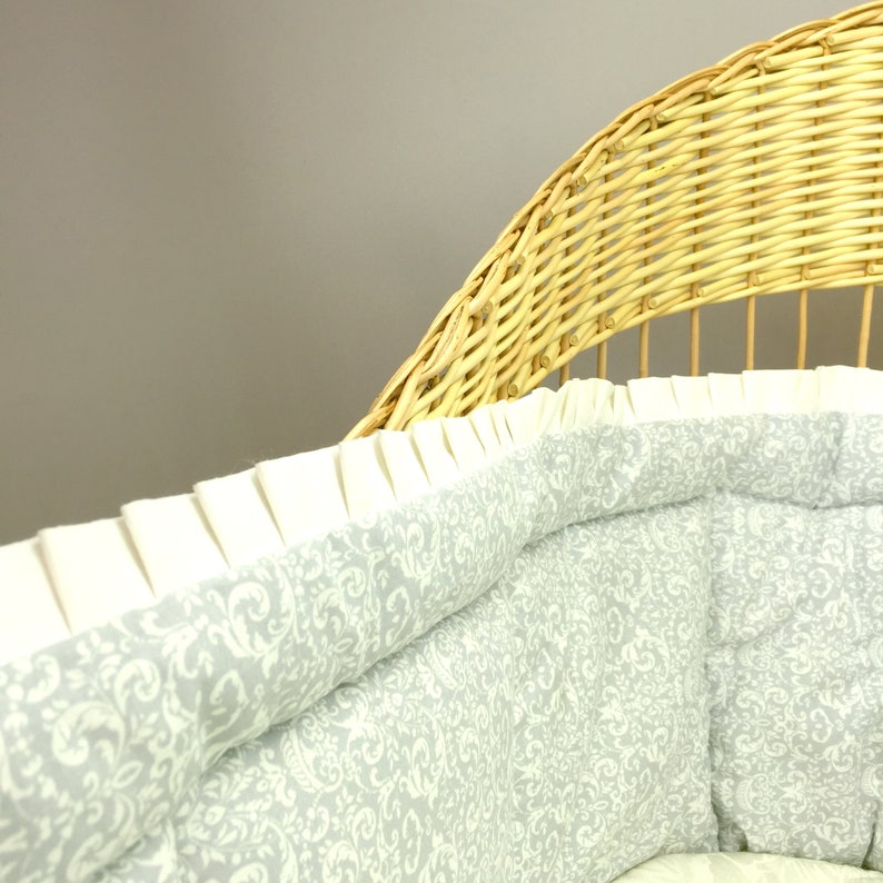 Moses Basket. With Mattress and Gray Bumper Etsy