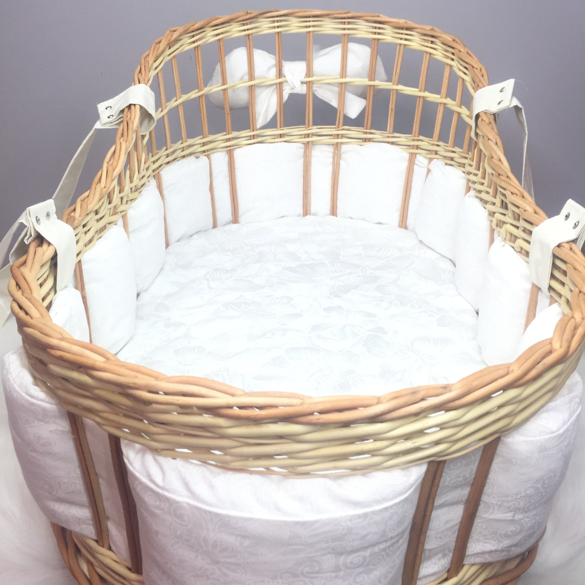 Moses basket baby nest wicker cradle with bedding Etsy