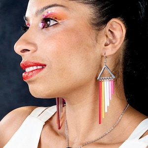 Lesbian Pride Flag Long Dangle Earrings