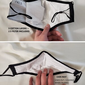 Floral Face Mask, ULTRA COMFY, Filter Pocket, 2.5 Pm Filter Included, Soft Cotton, Washable, Reusable, Adjustable Ear Loop Unisex, USA image 4