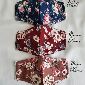 Floral Face Mask, ULTRA COMFY, Filter Pocket, 2.5 Pm Filter Included, Soft Cotton, Washable, Reusable, Adjustable Ear Loop Unisex, USA image 10