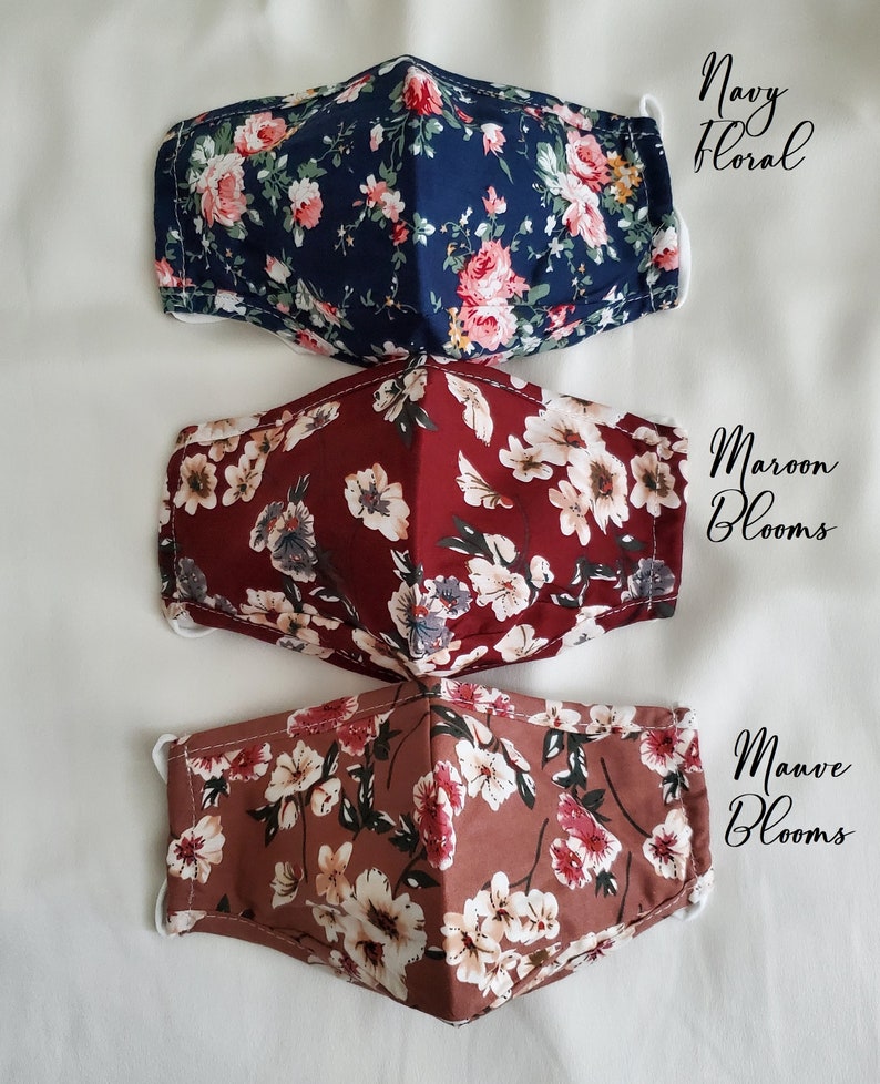 Floral Face Mask, ULTRA COMFY, Filter Pocket, 2.5 Pm Filter Included, Soft Cotton, Washable, Reusable, Adjustable Ear Loop Unisex, USA image 10