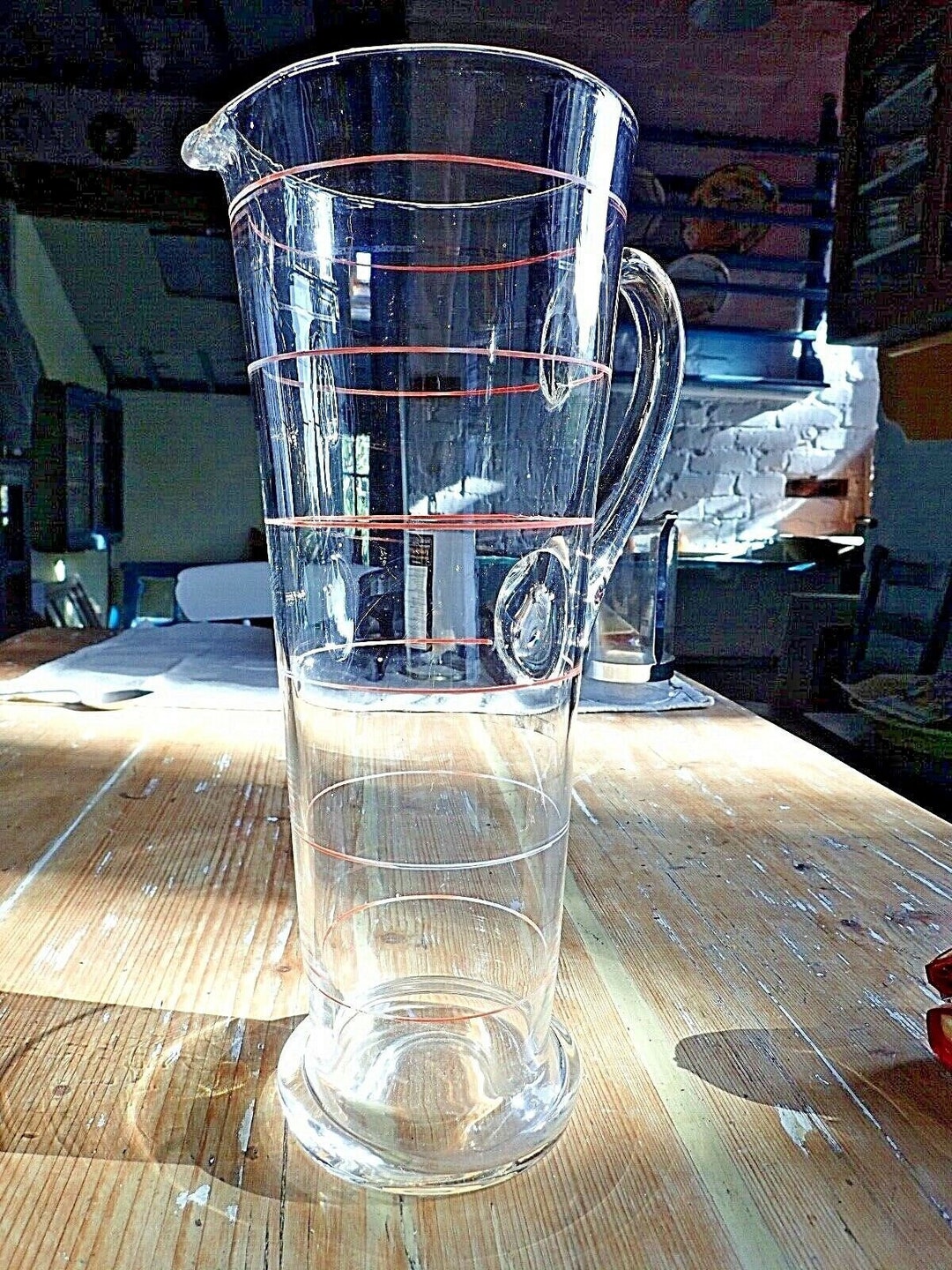 Antique Large ART DECO Glass JUG Large 1930's Etsy