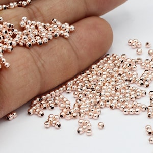 2mm Rose Gold Plated Spacer Beads , Ball Beads  - RSG93