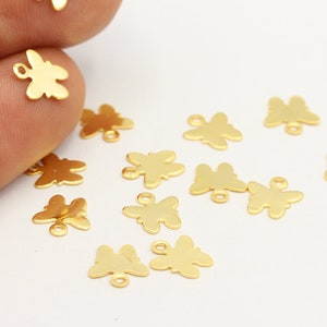 8x9mm 24 k Shiny Gold Plated  Butterfly  Charms , Butterfly Pendants, Mini Butterfly , Necklace Findings - GLD704