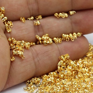 1,5mm and 2mm 24 k Shiny Gold Plated Ball Chain Connector Crimp , Bead Tip , Ball Chain Connector - GLD438