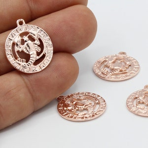 19x21mm Rose Gold Plated Scorpio Charms, Astrology Charm , Zodiac Signs - RSG193