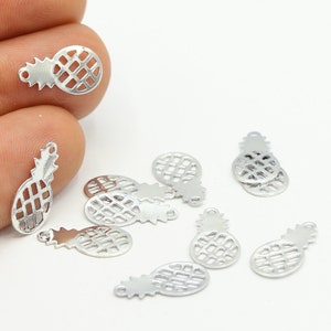 Dijes de piña rodiados de 8 x 16 mm, colgantes de piña, accesorios para collares - RDM356