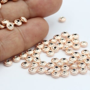 5x2,5mm Rose Gold Spacer Beads, Rondelle Beads, Bracelet Beads, Spacers, Mini Spacer Beads, Rose Gold Plated Findings - RSG805