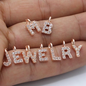 5x11mm Rose Gold Plated Cz Letters , Cubic Zirconia Letter - RSG333