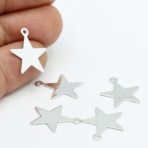 19x20mm Rhodium ( silver ) Plated Star Charms , Star Pendants , Necklace Findings - RDM377