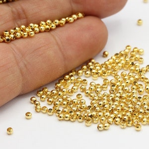 2mm 24 k Shiny Gold Plated Spacer Beads , Ball Beads  - GLD38