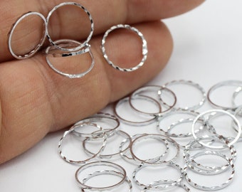 12mm Rhodium Plated Closed Ring , Connectors , Circle Connectors  , Rhodium Plated Hoops - RDM136