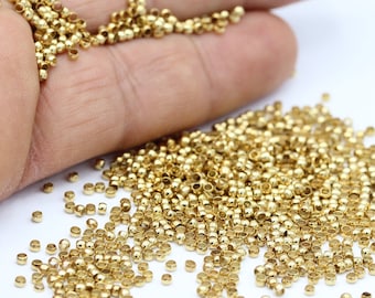 2mm Raw Brass Crimp Beads , Mini Ball Beads - RAW175