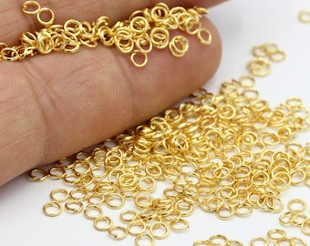 50 pz Anelli di Salto Placcati in Oro Lucido 24k 0,5x3mm - GLD8