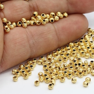 3mm 24 k Shiny Gold Plated Laser Cut Beads  - GLD44
