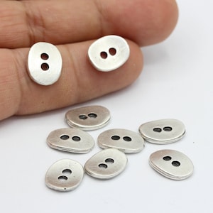 10x14mm Antique Silver Plated Button Charms , Button Connectors , Two Holes Buttons - TS289