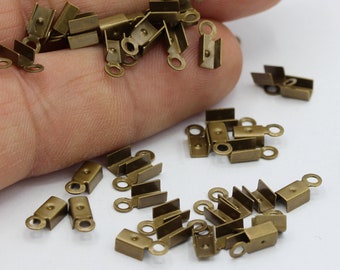 Inner Width 3mm Antique Bronze Plated Cord End (8x3mm) Brass end cap  - TS424