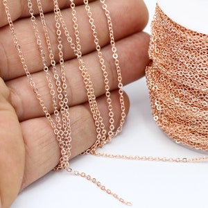 1,5x2mm Rose Gold Plated Chains , Soldered Chains, Rose Gold Plated Necklace Chains - CHN3