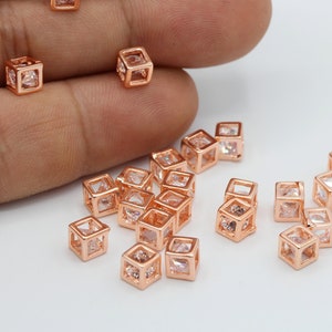 5,5mm Rose Gold Plated Cube Beads, Square Beads, Square Pandants - RSG507