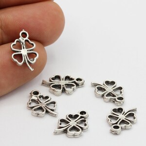 10x16mm Antique Silver Plated  Clover Charms , Clover Pendants - TS368