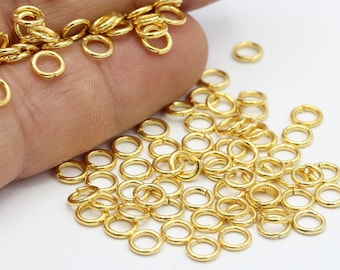 0.8 x 7 mm 24 k 光沢ゴールドメッキ ジャンプリング - GLD13