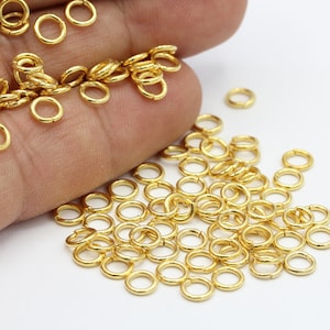 0,8x7mm 24 k Shiny Gold Plated Jump Rings - GLD13